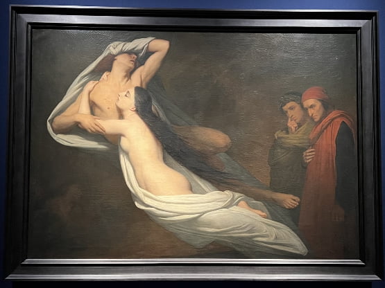 ルーブル美術館展　愛を描く_5　アリ・シェフェール作　『ダンテとウェルギリウスの前に現れたフランチェスカ・ダ・リミニトとパオロ・マラテスタの亡霊』